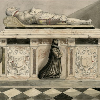 Watercolour depicting the tomb of Clement Paston in St. Michael's church, Oxnead