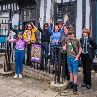 Group of young people outside the Ancient House Museum 